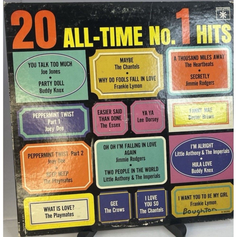 Various 20 All-Time No. 1 Hits Vinyl LP Roulette R 25290 Doo Wop Rock 1965 12"